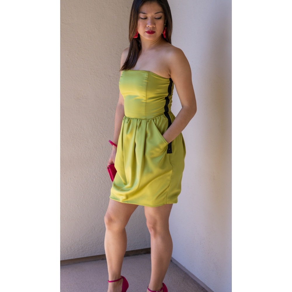 Strapless Cocktail Dress w/Cut-Out Back & Pockets